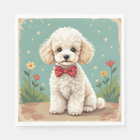White adorable poodle with bow tie
