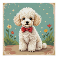 White adorable poodle with bow tie