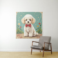 White adorable poodle with bow tie