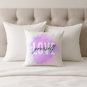 White Aesthetic Modern Self Love Typography Quote Cushion