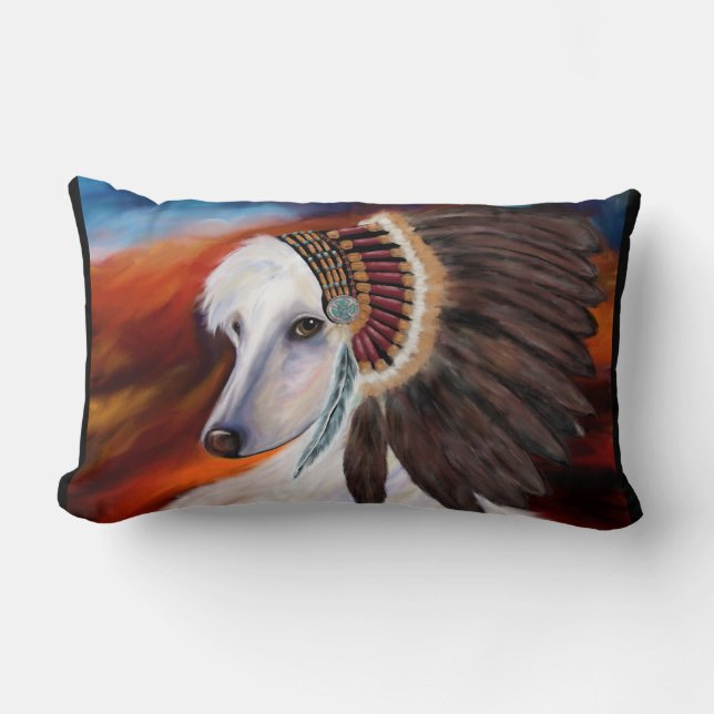 White Afghan Hound Lumbar Cushion (Front)