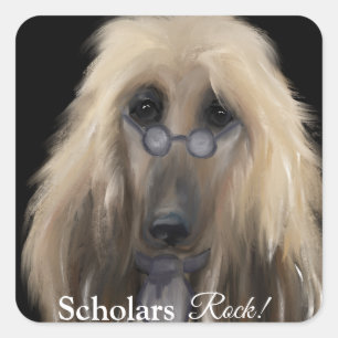 White Afghan Hound Square Sticker