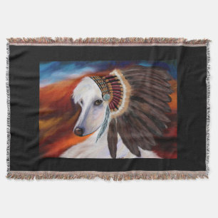 White Afghan Hound Throw Blanket