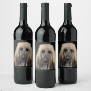 White Afghan Hound    Wine Label