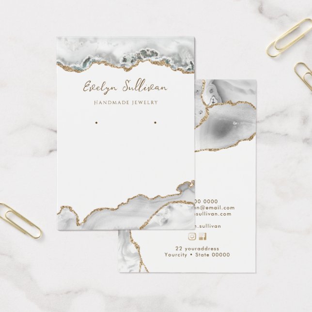 White agate jewellery display card (Office)