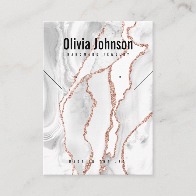 White Agate Jewellery Earrings Necklace Display Business Card (Front)