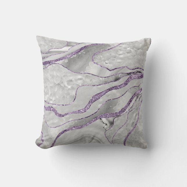 White Agate Lavender Glitter Glam #1  Cushion (Front)