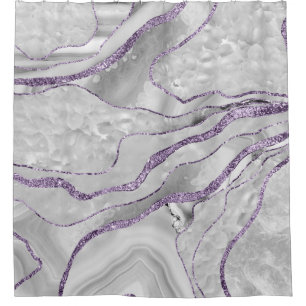 White Agate Lavender Glitter Glam #1 Shower Curtain