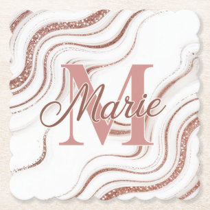 White Agate Rose Gold Coaster Set