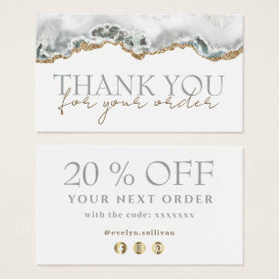 White agate thank you discount card