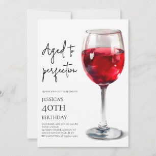 White Aged to Perfection Wine 40th Birthday Party Invitation