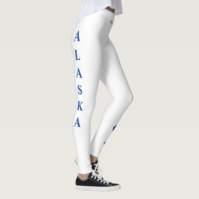 White Alaska State Flower Forget Me Nots Leggings (Right)
