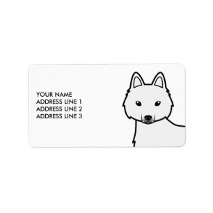 White Alaskan Klee Kai Cartoon Dog & Custom Text Label