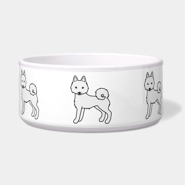 White Alaskan Klee Kai Cute Cartoon Dog (Front)