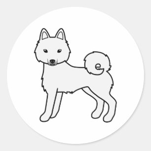 White Alaskan Klee Kai Cute Cartoon Dog Classic Round Sticker