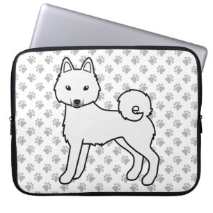 White Alaskan Klee Kai Cute Cartoon Dog Laptop Sleeve