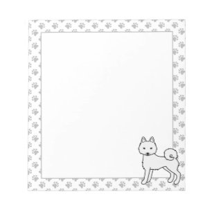 White Alaskan Klee Kai Cute Cartoon Dog Notepad
