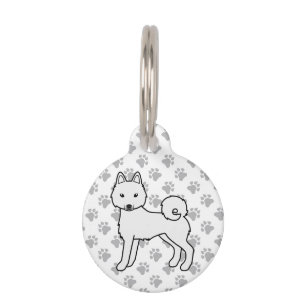 White Alaskan Klee Kai Cute Cartoon Dog Pet Tag