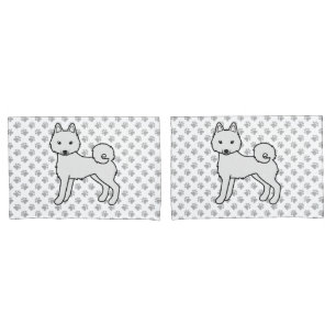 White Alaskan Klee Kai Cute Cartoon Dog Pillowcase
