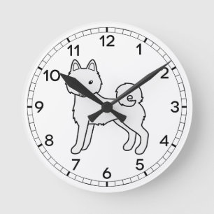 White Alaskan Klee Kai Cute Cartoon Dog Round Clock