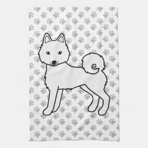 White Alaskan Klee Kai Cute Cartoon Dog Tea Towel