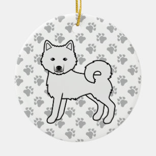 White Alaskan Malamute Cute Cartoon Dog Ceramic Tree Decoration