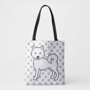White Alaskan Malamute Cute Dog & Paws Tote Bag