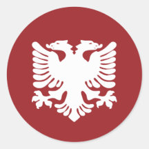 White Albanian Eagle on Red Background Sticker