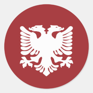 White Albanian Eagle on Red Background Sticker