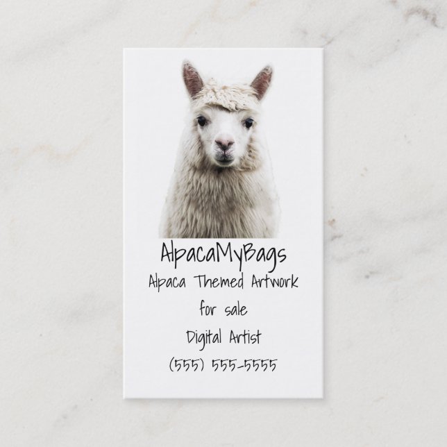 White Alpaca Business Card (Front)