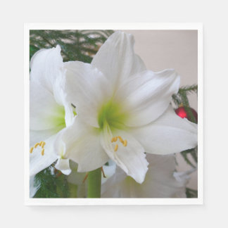 White Amaryllis and Christmas Tree Napkin