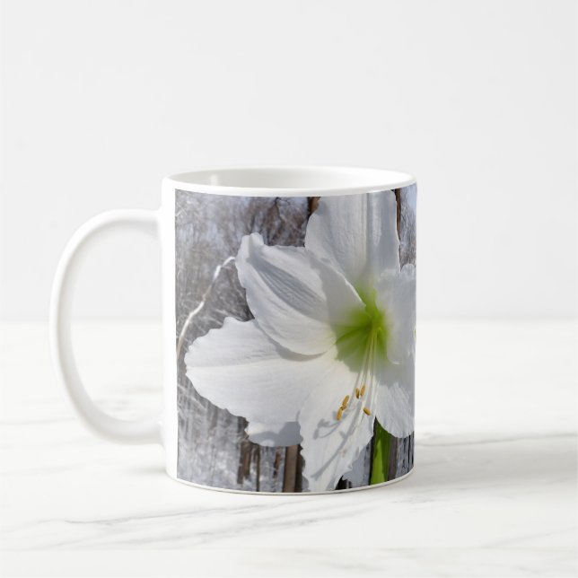 White Amaryllis and Snow II Coffee Mug (Left)