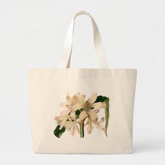 White Amaryllis Botanical Print Large Tote Bag