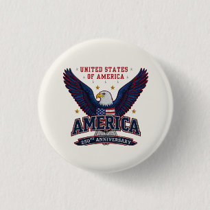 White America 250th Anniversary Semiquincentennial 3 Cm Round Badge