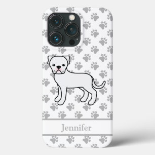 White American Bulldog Cartoon Dog & Name iPhone 13 Pro Case