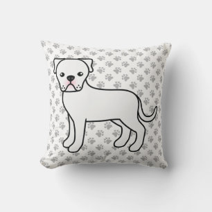White American Bulldog Cute Cartoon Dog Cushion