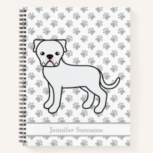 White American Bulldog Cute Cartoon Dog Notebook