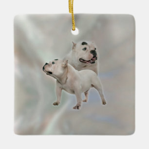 White American Bully Ceramic Ornament