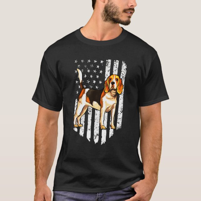 White American Flag Beagle T-Shirt (Front)