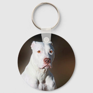 White American Pitbull Terrier Rescue Dog Key Ring