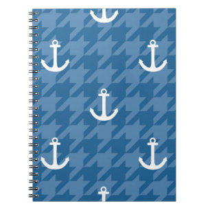 White Anchor Pattern Spiral Notebook