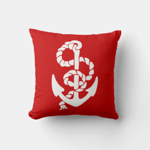 White Anchor Red And Blue Background (both sides) Cushion