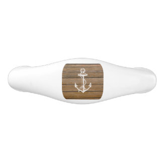 White anchor vintage rustic brown wood ceramic drawer pull