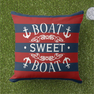 White Anchors And Classic Boat Sweet Boat Quote Th Cushion