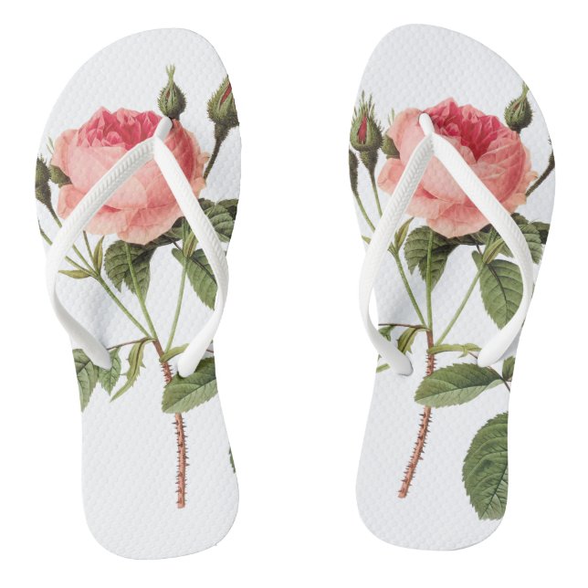 White anchors of a rose on each foot jandals (Footbed)