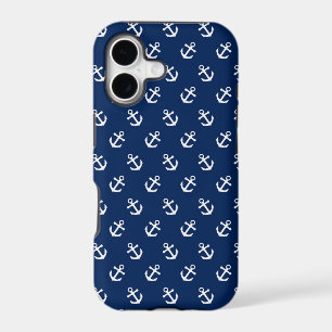 White Anchors on Navy Blue