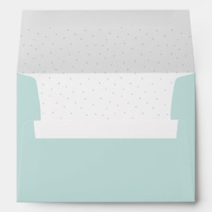 White and Aqua Blue Modern Dots Pattern Envelope