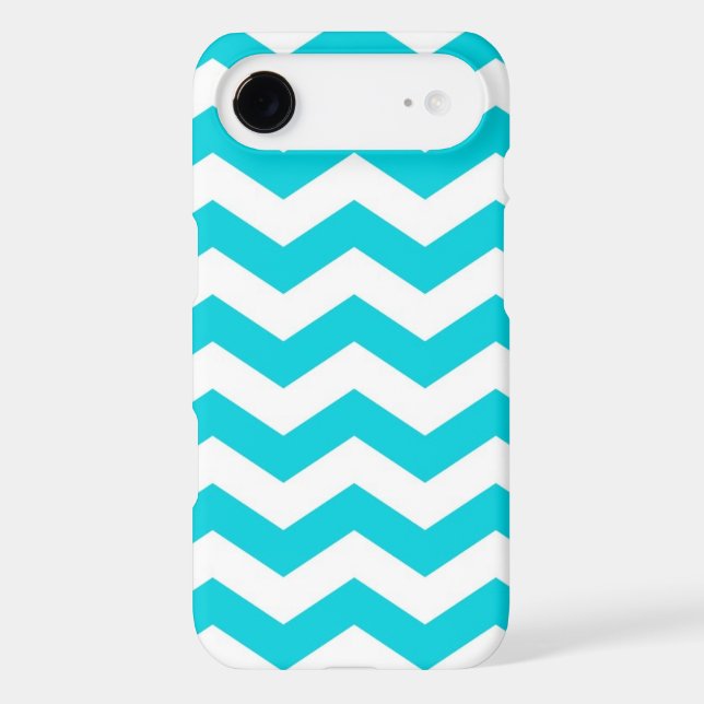 White and Aqua Zig Zag Pattern Case-Mate iPhone Case (Back)