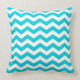 White and Aqua Zig Zag Pattern Cushion