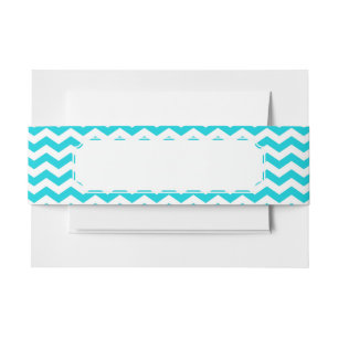 White and Aqua Zig Zag Pattern Invitation Belly Band